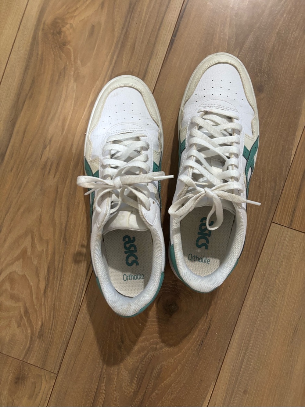 Asics White Sneakers with Teal Accents